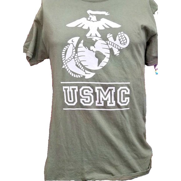 USMC Green T-Shirt Size Medium Eagle Globe Anchor Marines - Picture 1 of 3
